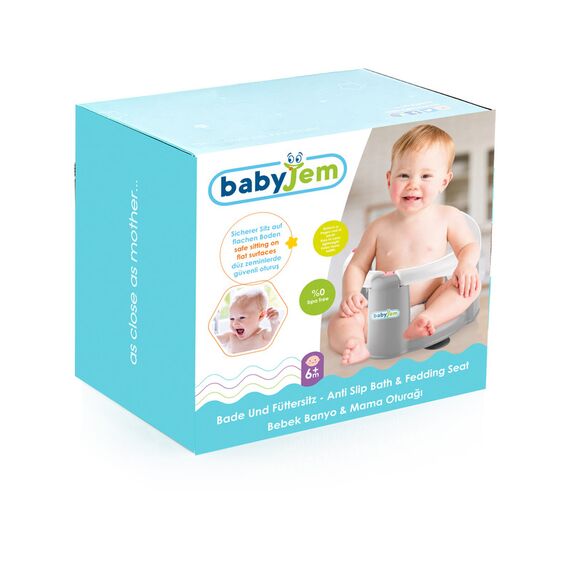 Babyjem Anti-Slip Baby Bath & Feeding Seat 6+ Months, Color: Grey, 5 image