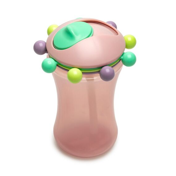 Melii Abacus Straw Sippy Cup 340 ml 2 Pcs, Color: Pink & Green, 2 image