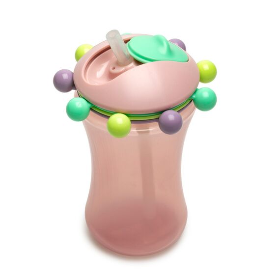 Melii Abacus Straw Sippy Cup 340 ml 2 Pcs, Color: Pink & Green, 3 image
