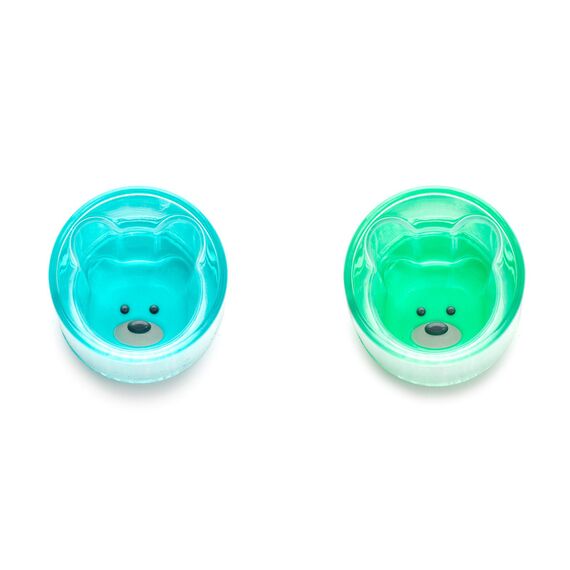Melii Double Walled Bear Plastic Cup 145 ml 2 Pcs, Color: Turquoise & Green, 3 image