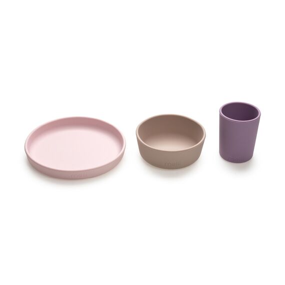 Melii Silicone Meal Set Plate Bowl & Cup 3 Pcs, Color: Purple, 4 image