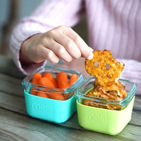 Melii Glass Food Storage Containers with Silicone Sleeve 160 ml 3 Pcs, Color: Green, Mint,Turquoise, 4 image