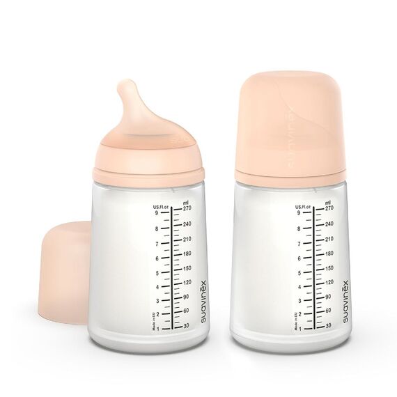 Suavinex Zero Zero Anti-Colic Baby Bottle Medium Flow 270 ml 2 Pcs, Color: Fair