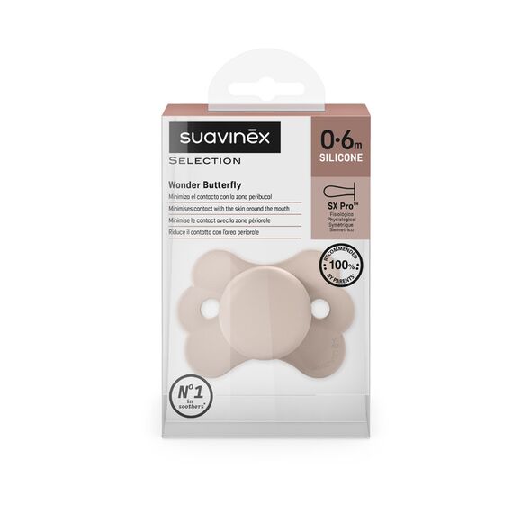 Suavinex SX Pro Ultra Soft Butterfly Pacifier 0–6 Months, Color: Dusty Pink, 3 image