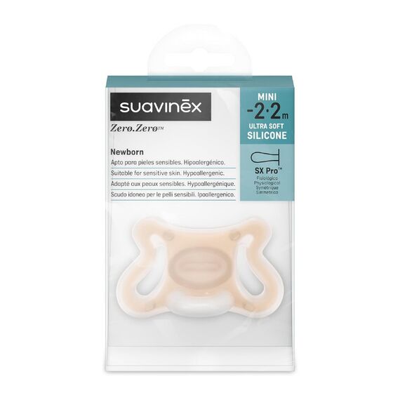Suavinex Zero.Zero SX Pro Mini Pacifier 0–6 Months 2 Pcs, Color: Fair, 3 image