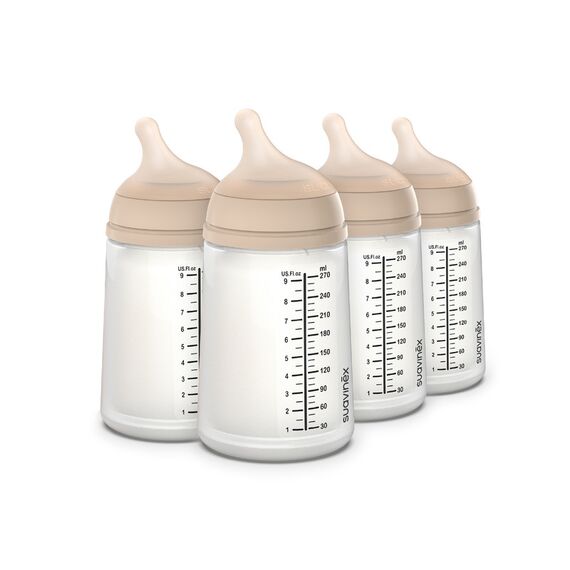 Suavinex Zero Zero Anti-Colic Baby Bottle 270 ml 4 Pcs, Color: Light