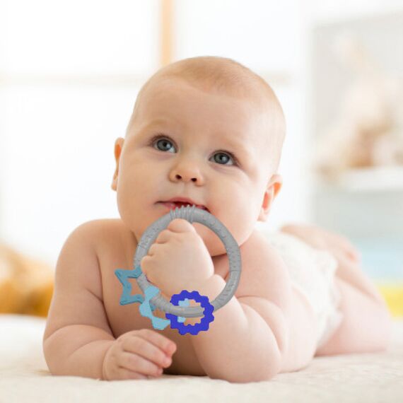 Babyjem Silicone Ring Teether, Color: Blue, 2 image