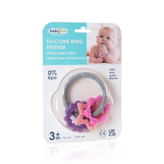 Babyjem Silicone Ring Teether, Color: pink, 6 image