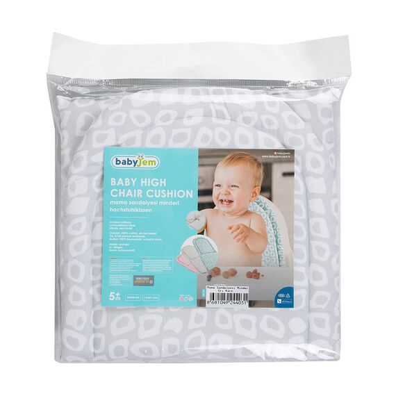 Babyjem High Chair Pad Square Design, Color: Grey, 6 image