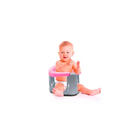 Babyjem Anti-Slip Baby Bath & Feeding Seat 6+ Months, Color: Grey & Pink, 4 image