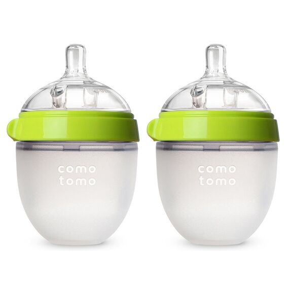 Comotomo Natural Feel Baby Bottle 150 ml 2 Pcs, Color: Green & White