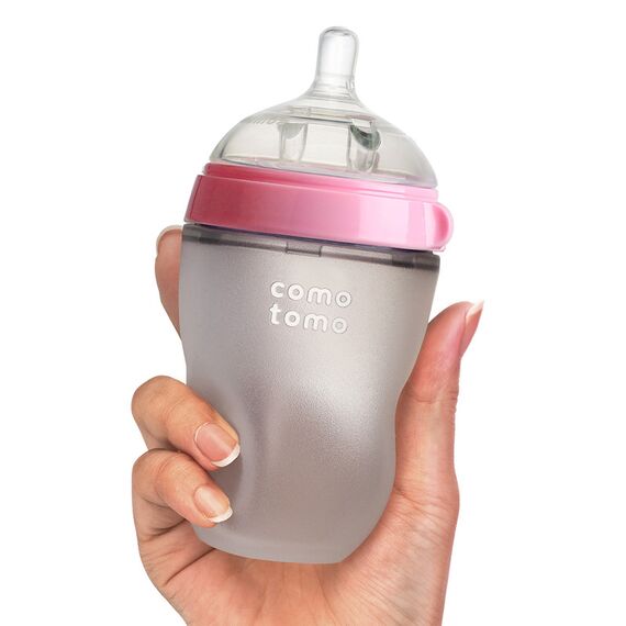 Comotomo Natural Feel Baby Bottle 250 ml 2 Pcs, Color: Pink & White, 6 image