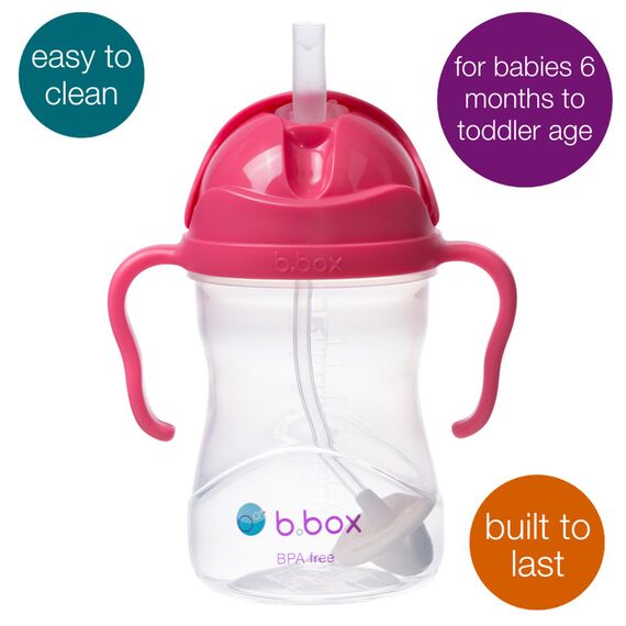 B.Box Sippy Cup with Weighted Straw, Color: Raspberry, 2 image