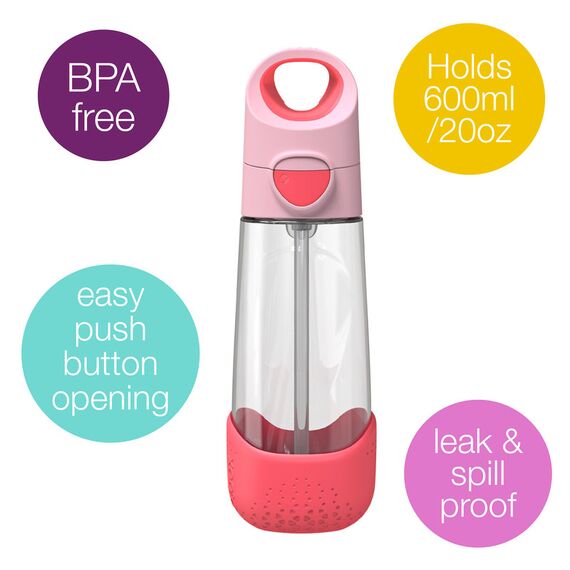B.Box 600ml Tritan Drink Bottle, Color: Flamingo Fizz, 2 image