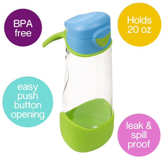 B.Box 600ml Sport Spout Drink & Water Bottle, Color: Ocean Breeze, 2 image