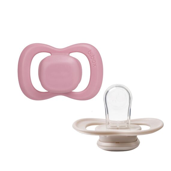 B.Box Silicone Pacifier 6–18 Months (Pack of 2), Color: Berry/Blush