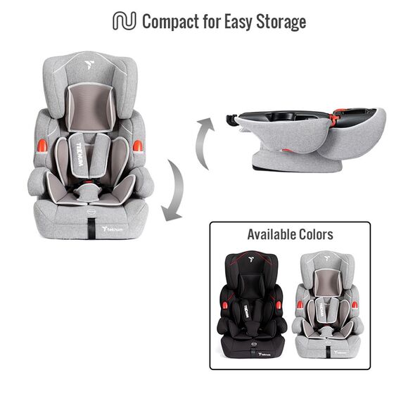 Teknum Nova Car Seat Travel Combo Group 1/2/3 9Kg-36Kg With Luxury Diaper Bag, Color: Grey, 2 image