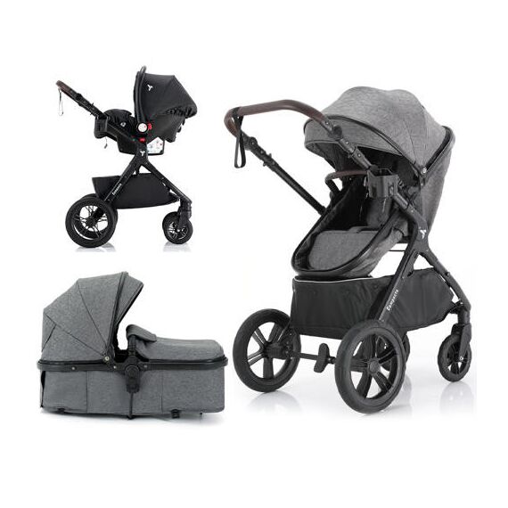 Teknum Compacto 3In1 Baby Stroller Travel System With Carrycot And Infant Car Seat 0-3 Years, Color: Grey, 2 image