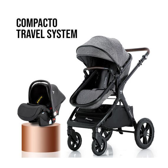 Teknum Compacto 3In1 Baby Stroller Travel System With Carrycot And Infant Car Seat 0-3 Years, Color: Grey, 3 image