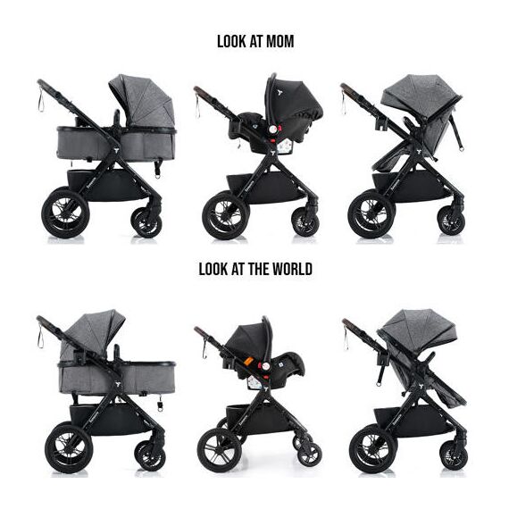 Teknum Compacto 3In1 Baby Stroller Travel System With Carrycot And Infant Car Seat 0-3 Years, Color: Grey, 5 image