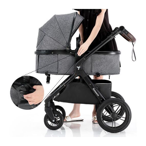 Teknum Compacto 3In1 Baby Stroller Travel System With Carrycot And Infant Car Seat 0-3 Years, Color: Grey, 9 image