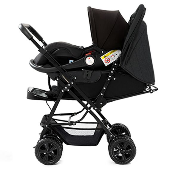 Teknum Reversible Trip Baby Stroller Travel System With Infant Car Seat Multi Recline 6-36 Months, Color: Black, 6 image