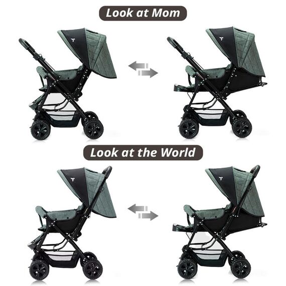Teknum Reversible Trip Baby Stroller Travel System With Infant Car Seat Multi Recline 6-36 Months, Color: Dark Grey, 7 image