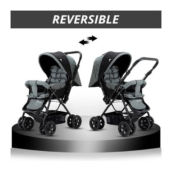 Teknum Reversible Trip Baby Stroller Travel System With Infant Car Seat Multi Recline 6-36 Months, Color: Grey, 10 image