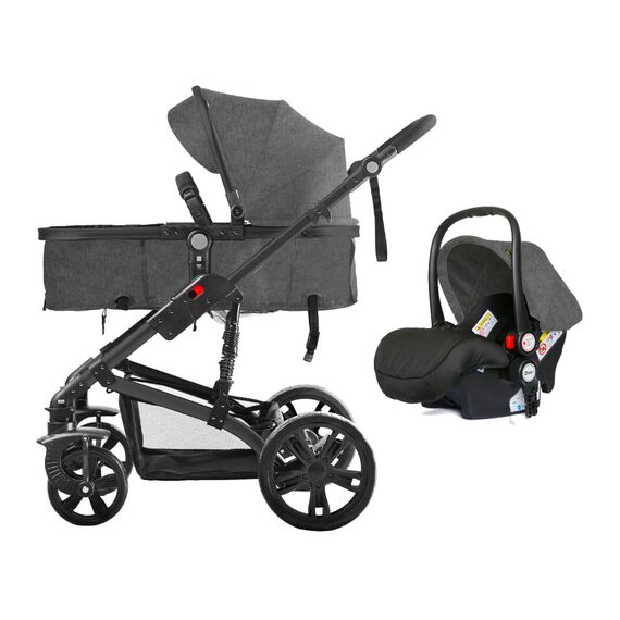 Teknum 3In1 Baby Stroller Travel System Sleeping Bassinet Extra Wide Seat 360° Rotating Wheels Fully Reclinable Car Seat Compatible Coffee Holder Spill Proof Mat 0-3 Years, Color: Space Grey, 2 image