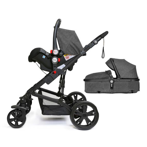 Teknum 3In1 Baby Stroller Travel System Sleeping Bassinet Extra Wide Seat 360° Rotating Wheels Fully Reclinable Car Seat Compatible Coffee Holder Spill Proof Mat 0-3 Years, Color: Space Grey, 3 image