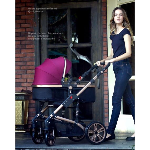 Teknum 3In1 Baby Stroller Travel System Sleeping Bassinet Extra Wide Seat 360° Rotating Wheels Fully Reclinable Car Seat Compatible Coffee Holder Spill Proof Mat 0-3 Years, Color: Wine, 9 image