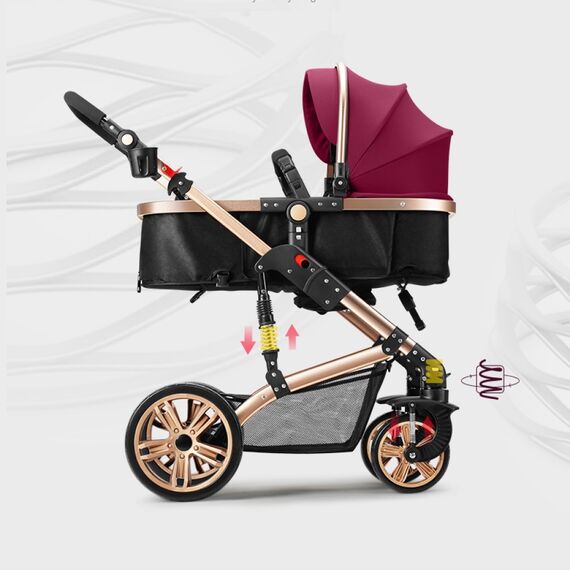 Teknum 3In1 Baby Stroller Travel System Sleeping Bassinet Extra Wide Seat 360° Rotating Wheels Fully Reclinable Car Seat Compatible Coffee Holder Spill Proof Mat 0-3 Years, Color: Wine, 8 image