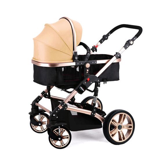 Teknum 3In1 Baby Stroller Travel System Sleeping Bassinet Extra Wide Seat 360° Rotating Wheels Fully Reclinable Car Seat Compatible Coffee Holder Spill Proof Mat 0-3 Years, Color: Khaki, 4 image