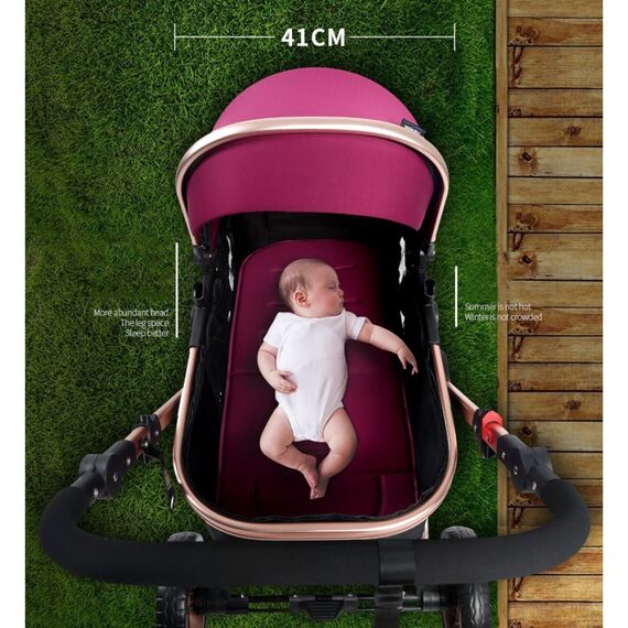 Teknum 3In1 Baby Stroller Travel System Sleeping Bassinet Extra Wide Seat 360° Rotating Wheels Fully Reclinable Car Seat Compatible Coffee Holder Spill Proof Mat 0-3 Years, Color: Wine, 5 image