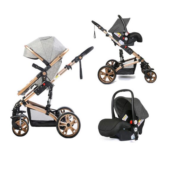 Teknum 3In1 Baby Stroller Travel System Sleeping Bassinet Extra Wide Seat 360° Rotating Wheels Fully Reclinable Car Seat Compatible Coffee Holder Spill Proof Mat 0-3 Years, Color: Grey, 2 image