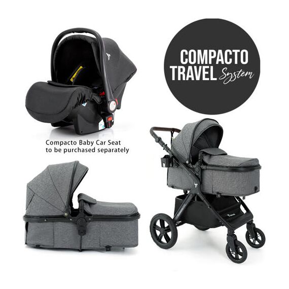 Teknum 3In1 Compacto Baby Stroller With Bassinet Air Cabin Friendly 0-36 Months, Color: Dark Grey, 12 image