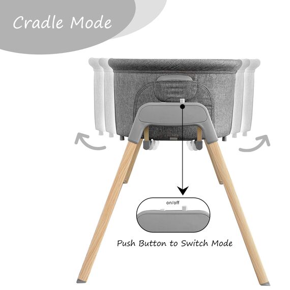 Teknum 3In1 Baby Rocker Bassinet Infant Crib With Mosquito Net 0-6 Months, Color: Grey, 11 image