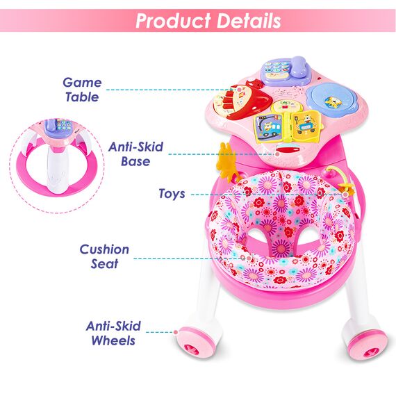 Teknum 3In1 Rotating Play Table Activity Center 6+ Months 15Kg, Color: pink, 9 image