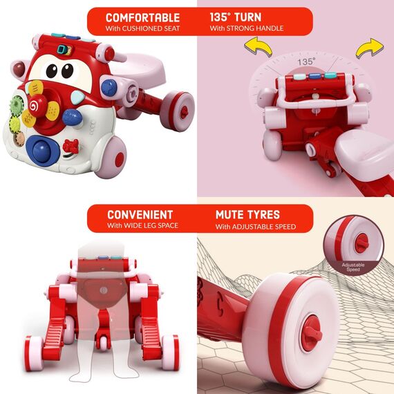 Teknum 3In1 Baby Walker Learning Table Game Panel With Musical Keyboard 6+ Months, Color: red, 5 image