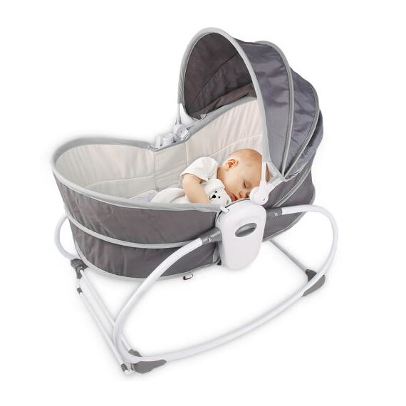 Teknum 6In1 Cozy Rocker Bassinet With Wheels Mosquito Net 0-36 Months 18Kg, Color: Grey, 3 image