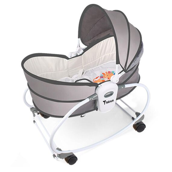 Teknum 6In1 Cozy Rocker Bassinet With Wheels Mosquito Net 0-36 Months 18Kg, Color: Grey, 9 image