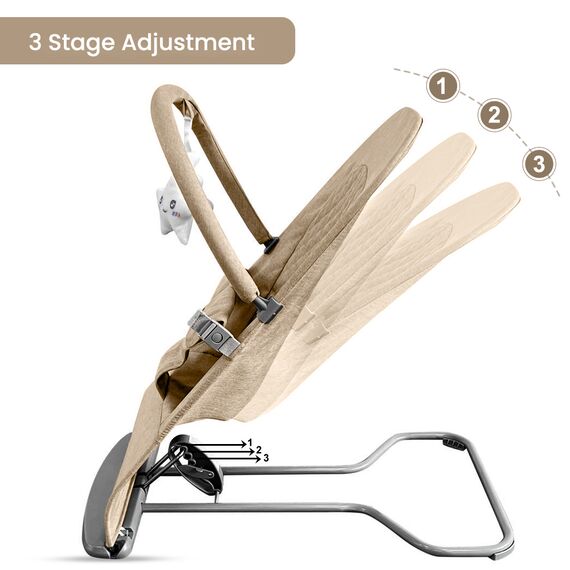 Teknum 3 Stage Baby Bouncer Recliner Seat 0-6 Months 9Kg, Color: Ivory, 3 image