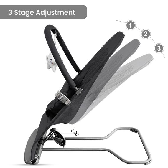 Teknum 3 Stage Baby Bouncer Recliner Seat 0-6 Months 9Kg, Color: Black, 3 image