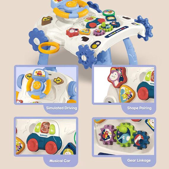 Teknum 3In1 Baby Walker Learning Table Game Panel With Musical Keyboard 6+ Months, Color: Blue, 8 image