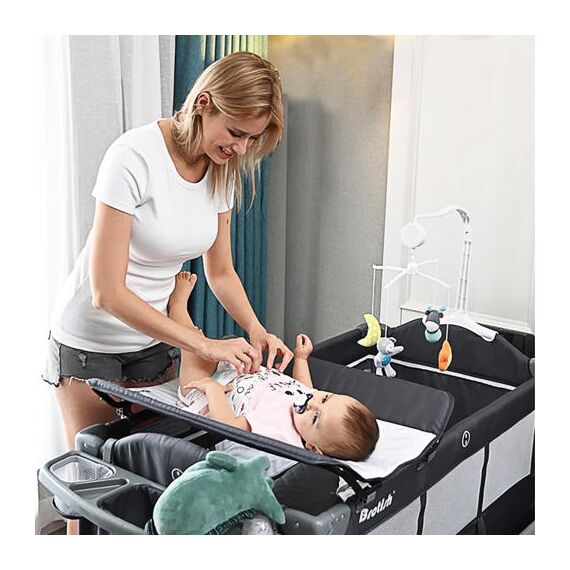 Teknum 4In1 Baby Bedside Co-Sleeper Bassinet Playpen With Rocker 0-3 Years 30Kg, Color: Grey, 7 image