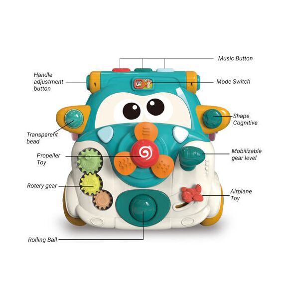 Teknum 3In1 Baby Walker Learning Table Game Panel With Musical Keyboard 6+ Months, Color: Green, 3 image