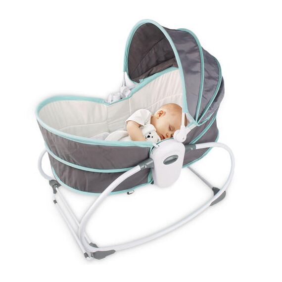 Teknum 6In1 Cozy Rocker Bassinet With Wheels Mosquito Net 0-36 Months 18Kg, Color: Green, 3 image