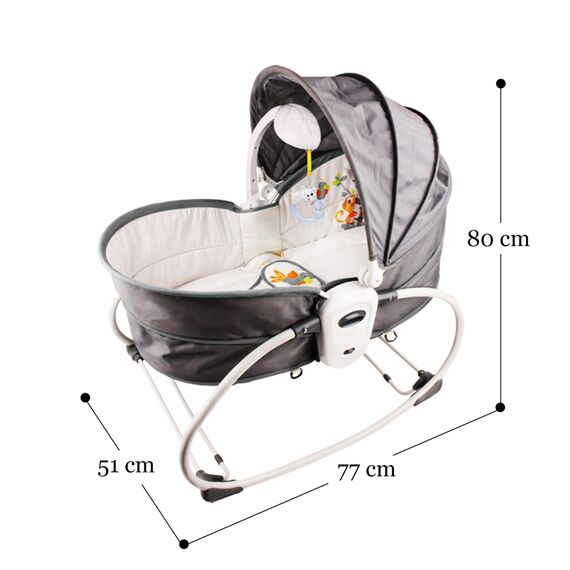 Teknum 6In1 Cozy Rocker Bassinet With Wheels Mosquito Net 0-36 Months 18Kg, Color: Grey, 10 image