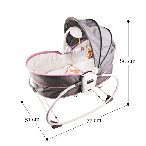 Teknum 6In1 Cozy Rocker Bassinet With Wheels Mosquito Net 0-36 Months 18Kg, Color: pink, 10 image
