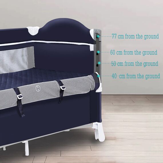 Teknum 4In1 Baby Bedside Co-Sleeper Bassinet Playpen With Rocker 0-3 Years 30Kg, Color: Blue, 2 image